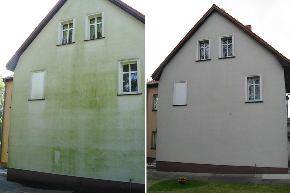 Fassade vor und nach der Reinigung